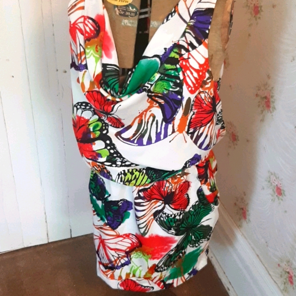 NY & Co butterfly print dress